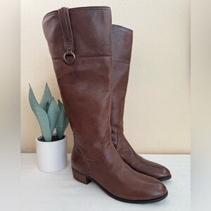 New CROWN Brown Leather Knee-High Boots